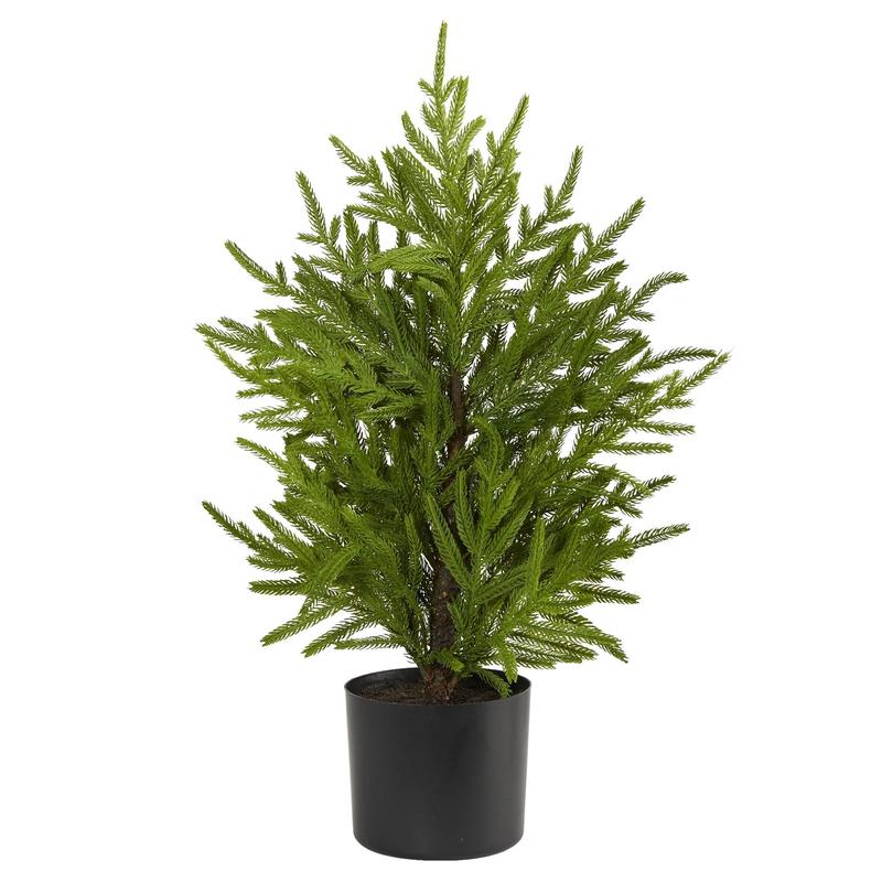 2 Norfolk Island Pine Natural Look Artificial Christmas Tree in Decorative Planter