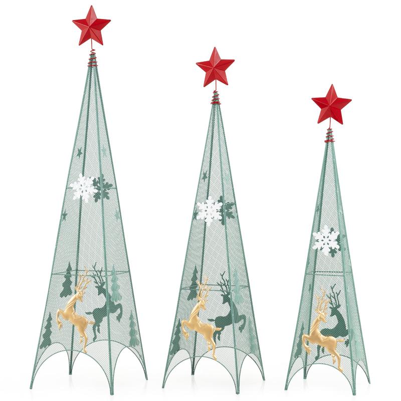 3/3.5/4 Feet Tower Christmas Trees, Removable Star Toppers, Multicolor