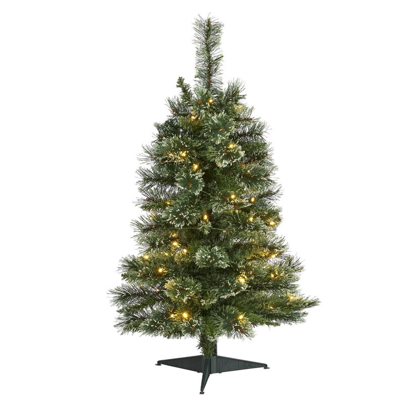 3 Wisconsin Slim Snow Tip Pine Artificial Christmas Tree with 50 Clear LED Lights