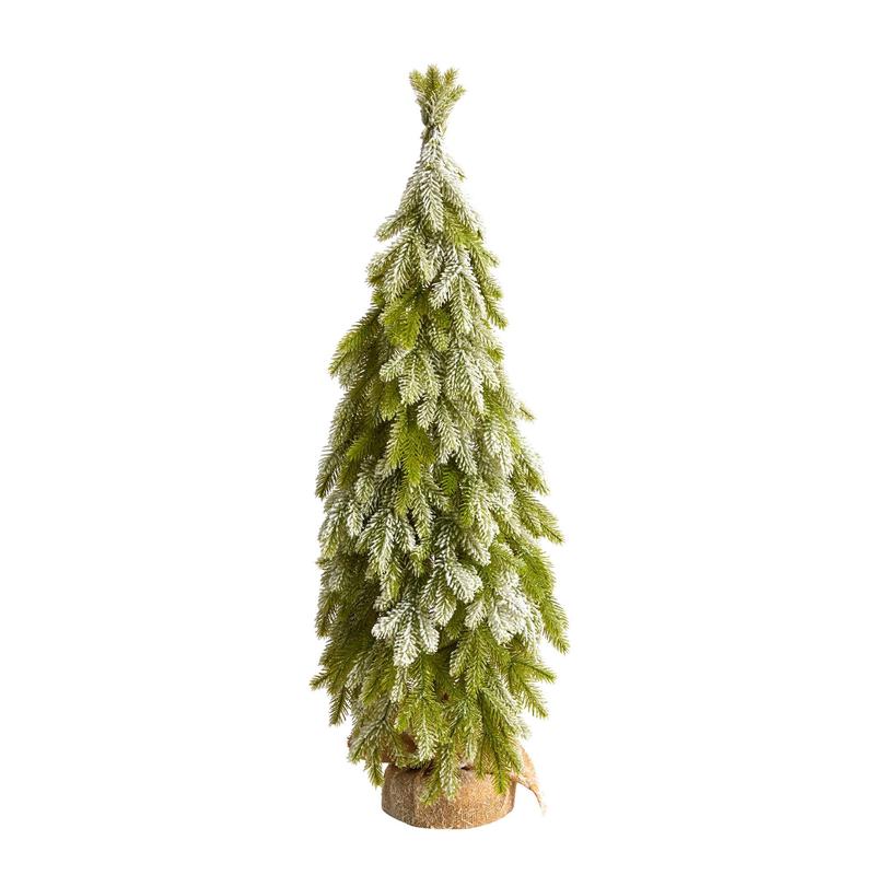 35 Snow Flocked Down Swept Holiday Artificial Christmas Tree in Burlap Base