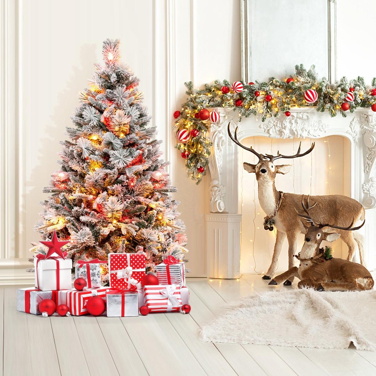 4.5/6/7  LED  - 4.5  4.5/6/7 Feet Artificial Xmas Tree with Pine Needles and LED Lights-4.5 ft