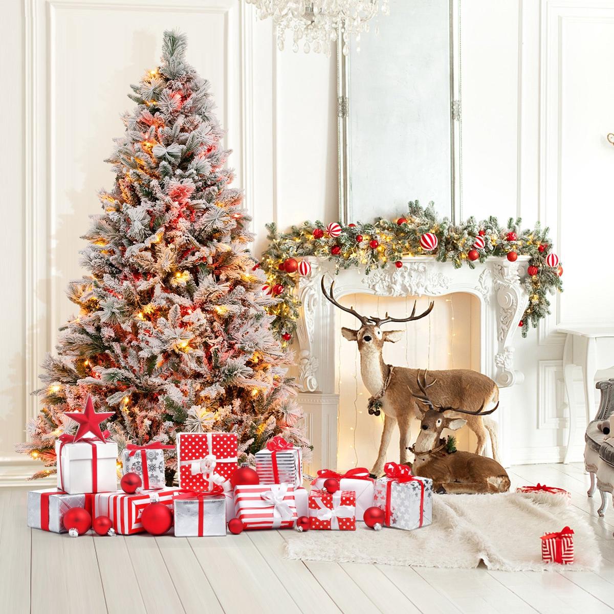 4.5/6/7  LED  - 6  4.5/6/7 Feet Artificial Xmas Tree with Pine Needles and LED Lights-6 ft
