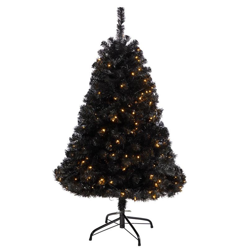 4 Black Artificial Christmas Tree with 170 Clear LED Lights