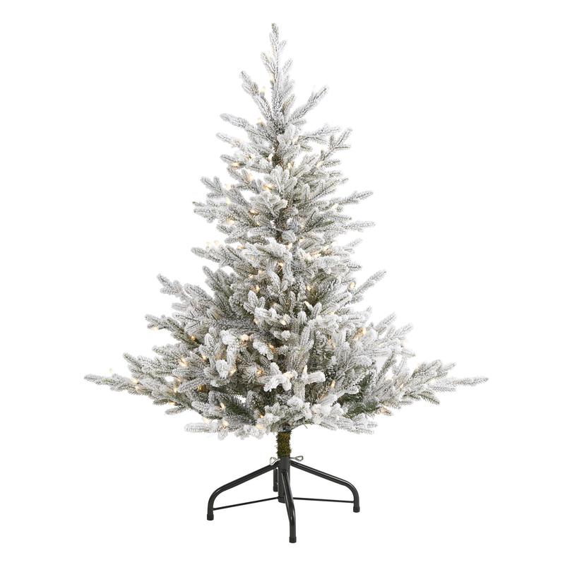 4 Flocked Fraser Fir Artificial Christmas Tree with 300 Warm White Lights and 967 Bendable Branches
