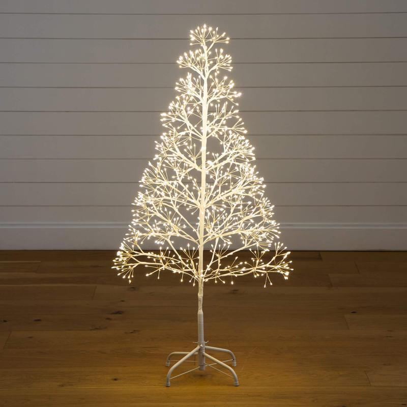 4' Pre-Lit Artificial White  Starburst Tree with 800 Fairy Warm White LED Lights