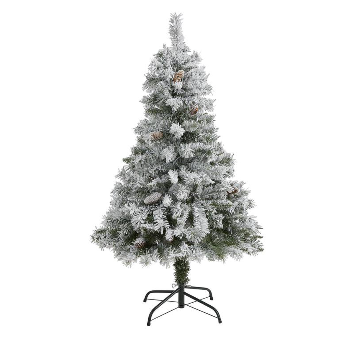 48242 Flocked White River Mountain Pine Artificial Christmas Tree with Pinecones