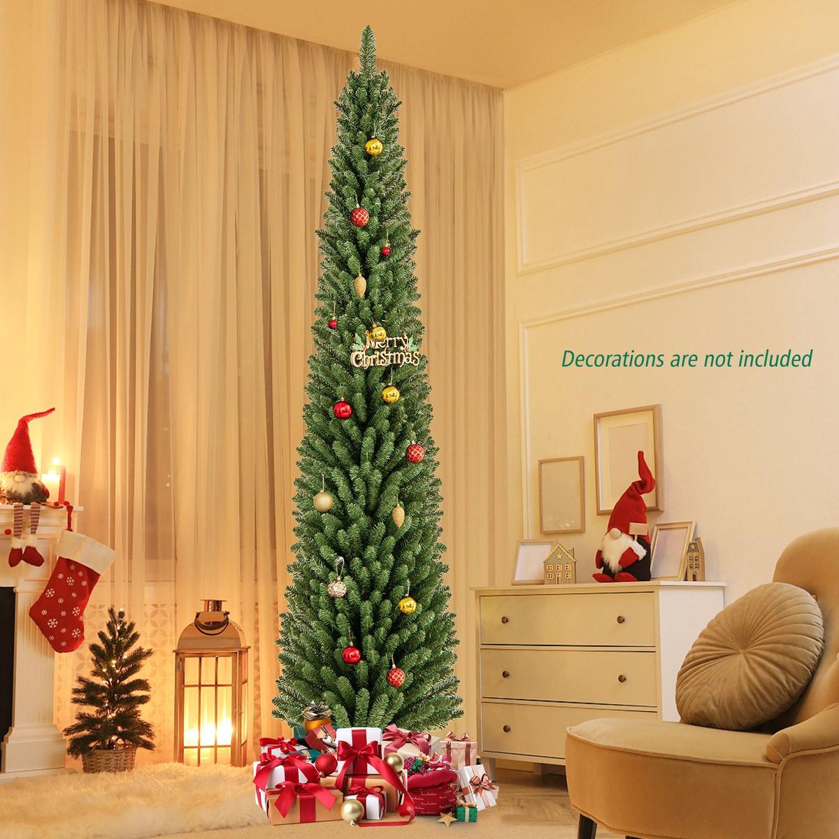 5/6/7/8  295/392/523/671  - 8  5/6/7/8 Feet Pencil Christmas Tree with 295/392/523/671 Memory Wire Branch Tips and Upgraded Metal Stand-8 ft