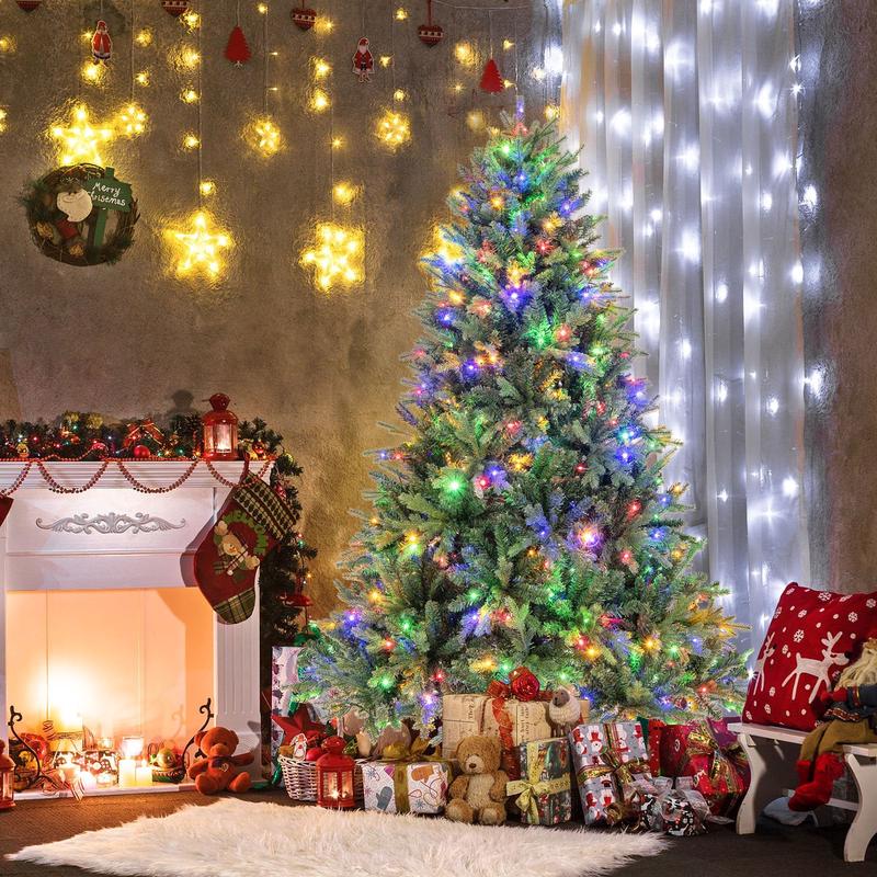 5/6/7 Feet Pre-lit Artificial Christmas Tree with Branch Tips and LED Lights-6 ft