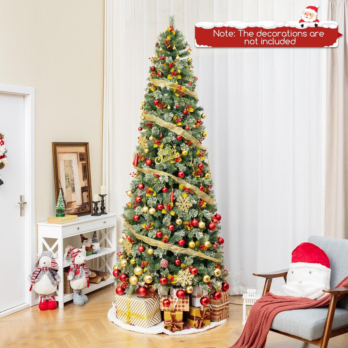 5/7.5/9  453/1096/1416 PVC  - XL 5/7.5/9 FT Pre-Lit Artificial Christmas Tree with 453/1096/1416 PVC and Pine Needles-XL