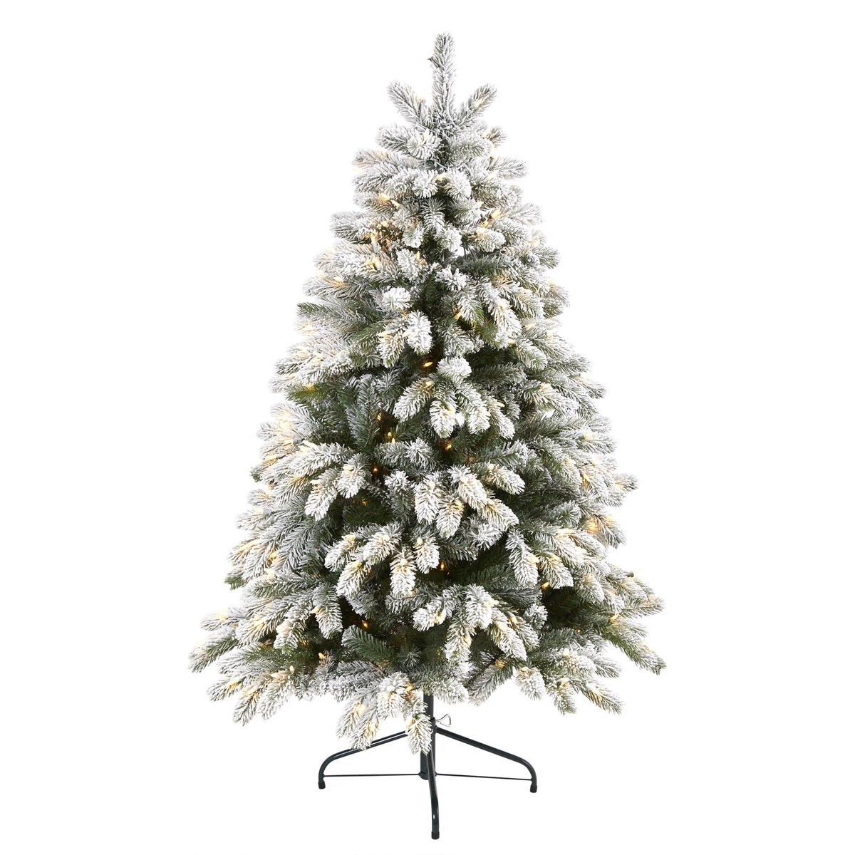 5 Flocked South Carolina Spruce Artificial Christmas Tree with 300 Clear Lights and 621 Bendable Branches