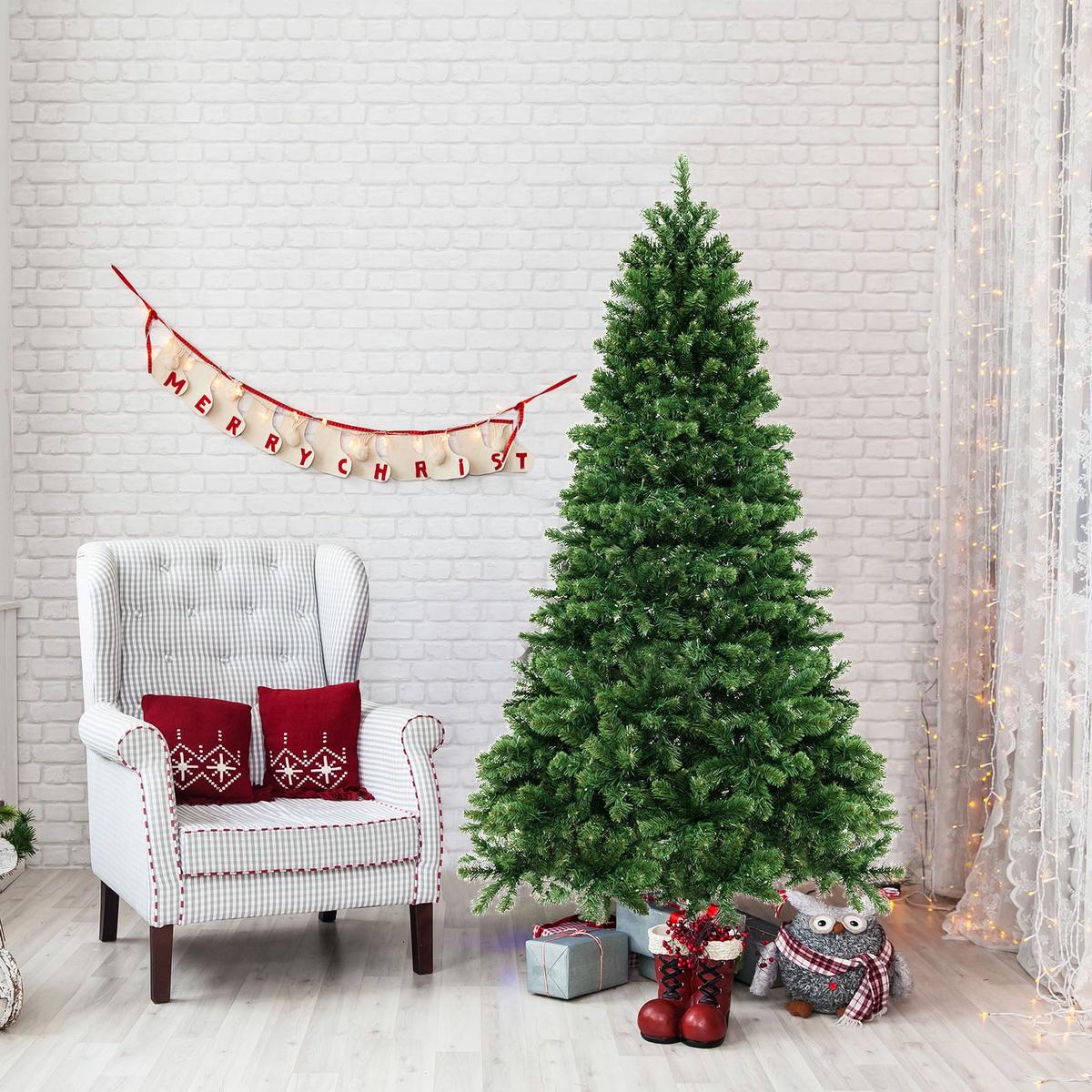 6/7/8  PVC  LED  - 6  6/7/8 Feet Hinged Christmas Tree with PVC Branch Tips Warm White LED Lights-6 ft