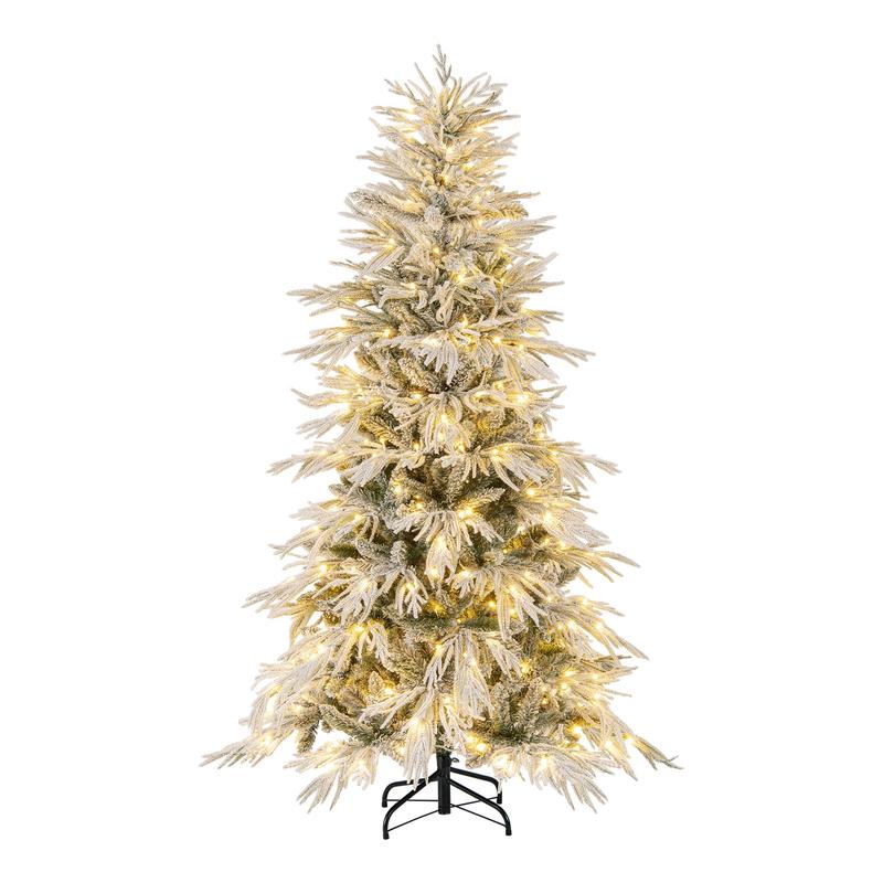 6 Feet Pre-Lit Artificial Christmas Tree, Warm White LED Lights, White
