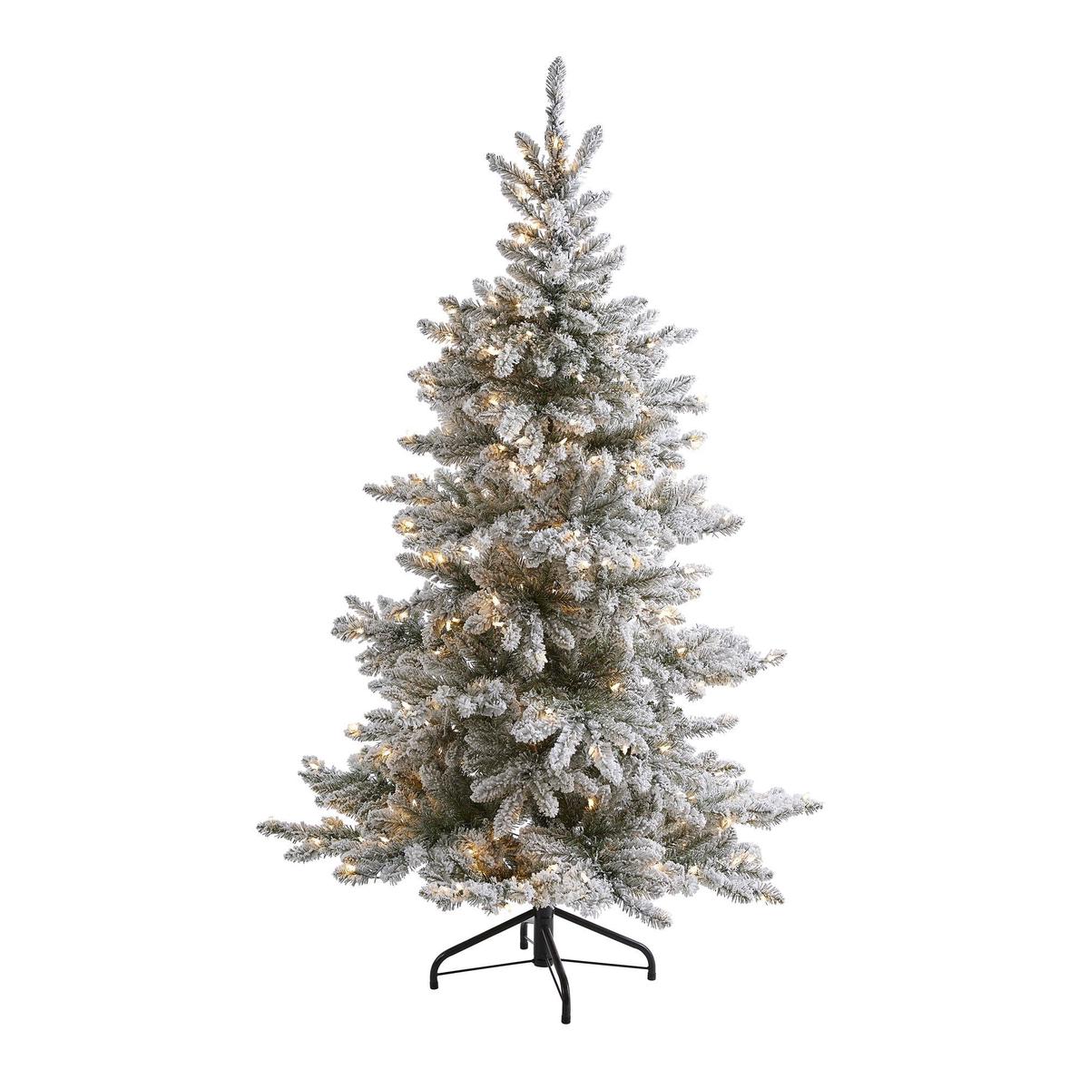 6 Flocked West Virginia Spruce Artificial Christmas Tree with 300 Clear Lights and 850 Bendable Branches