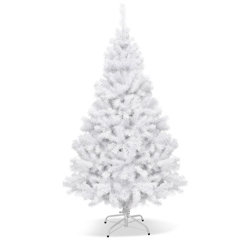 6 Ft Hinged Artificial Christmas Tree, White - White