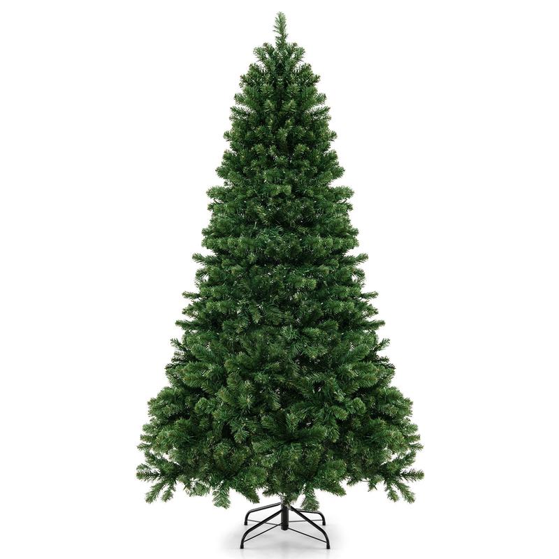 6 Ft Hinged Christmas Tree, PVC Branch Tips, Warm White LED Lights, Green