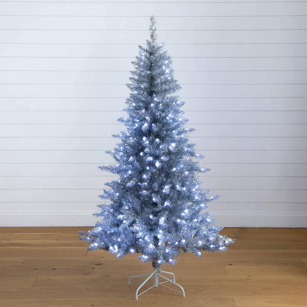 68217 Artificial Silver Christmas Tree with 300 Cool White LED Lights