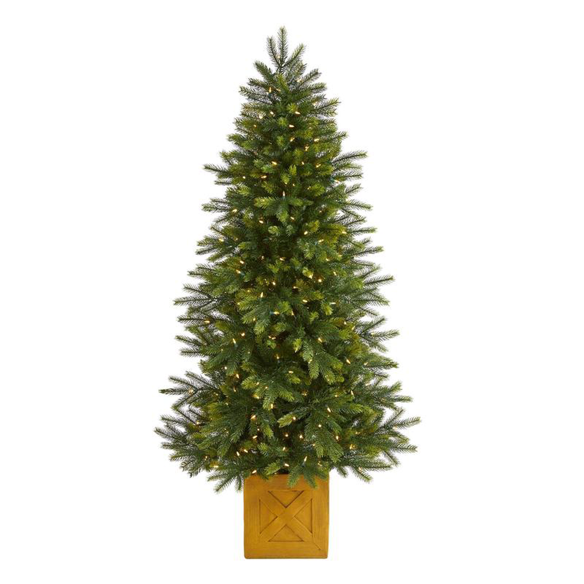 68242 Manchester Fir Artificial Christmas Tree in Decorative Planter with 350 Clear Warm (Multifunction) LED Lights and 504 Bendable Branches