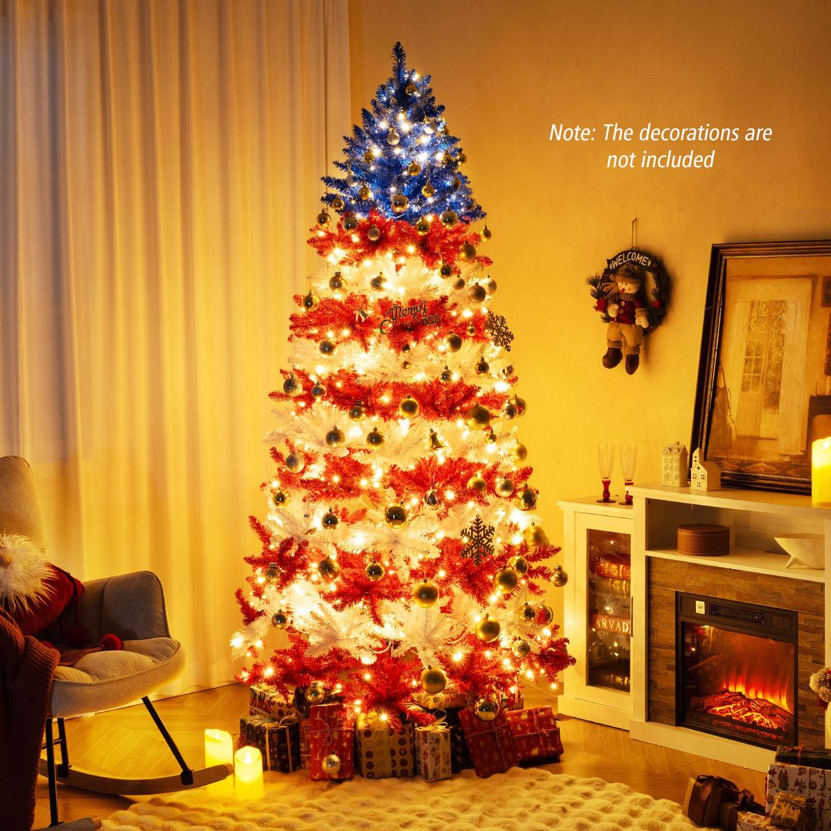 7.5  LED  7.5 Feet Artificial Christmas Tree with Warm White LED Lights