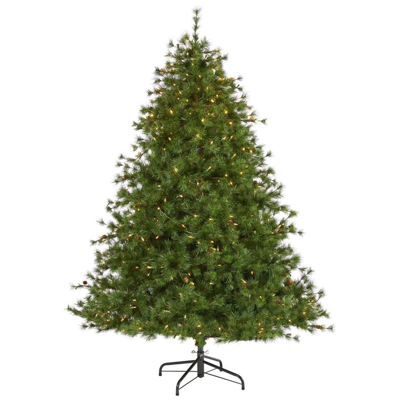 7 Colorado Mountain Pine Artificial Christmas Tree with 450 Clear Lights, 1453 Bendable Branches and Pine Cones