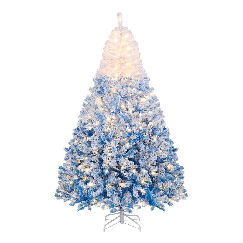 7 Feet Artificial Christmas Tree, Warm White LED Lights, 8 Modes, Blue - Blue