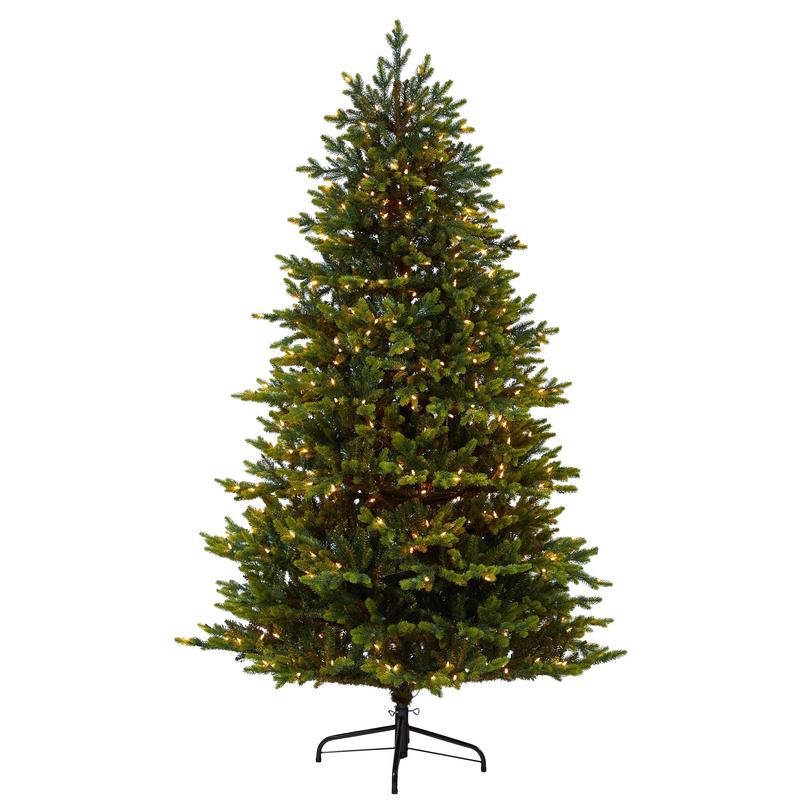 7 North Carolina Fir Artificial Christmas Tree with 550 Clear Lights and 3703 Bendable Branches