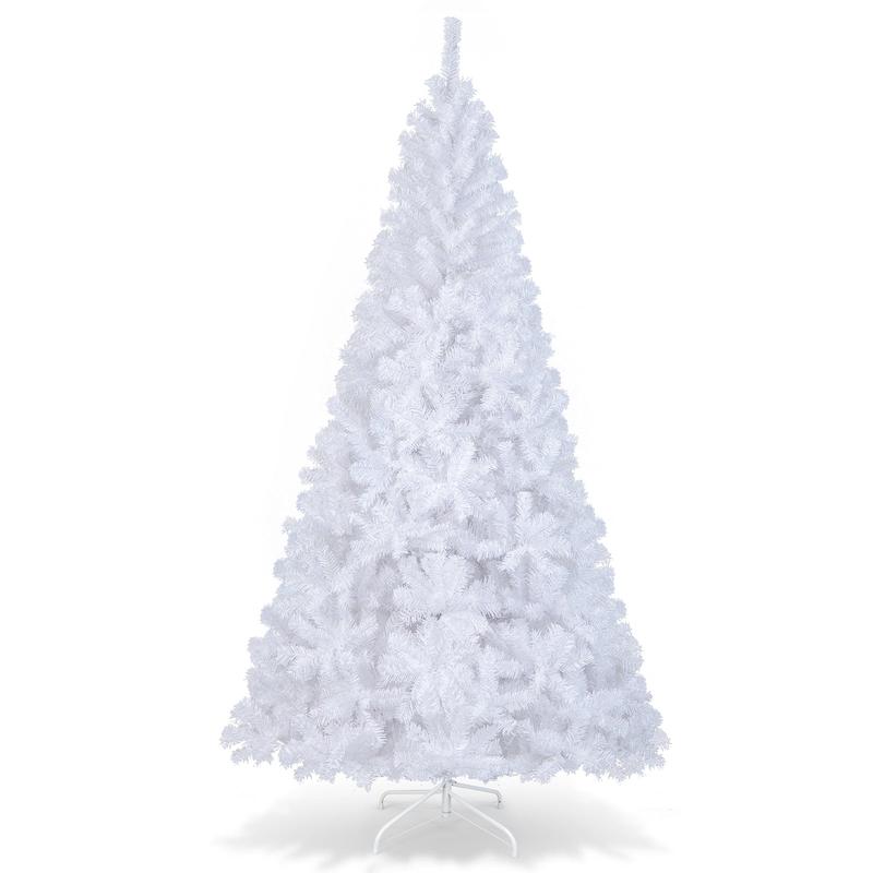 8 ft Christmas Tree, Solid Metal Stand, White - White