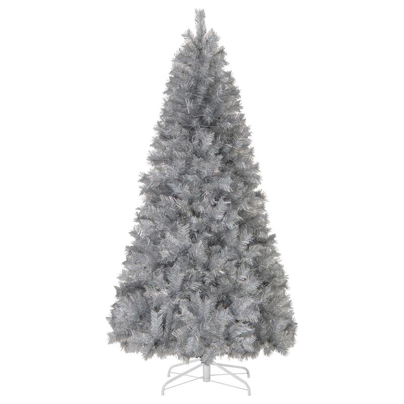 Artificial Christmas Tree With LED Lights, 7FT, Silver