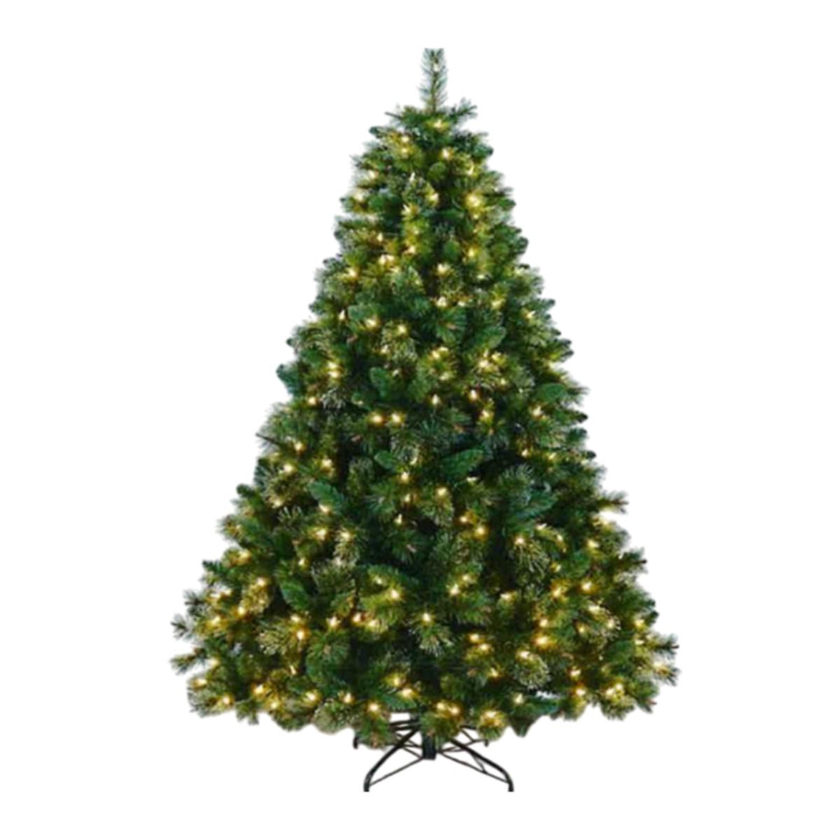 Gansu 8' Mixed Tips Christmas Tree with Warm White PreLit - Green