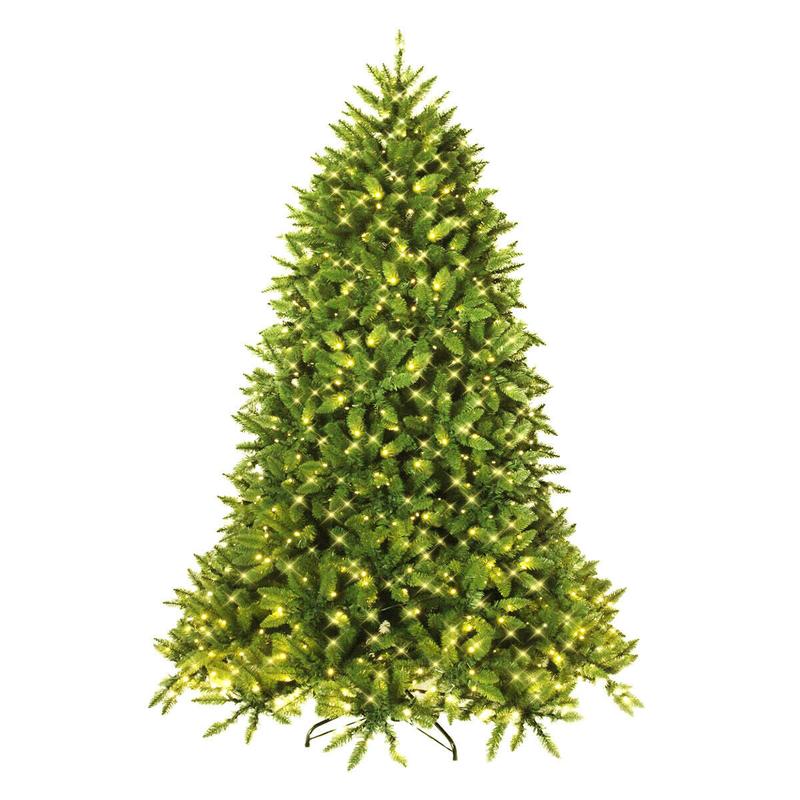 Hinged Artificial Fir Christmas Tree With LED Lights, 5 ft, Green - Green