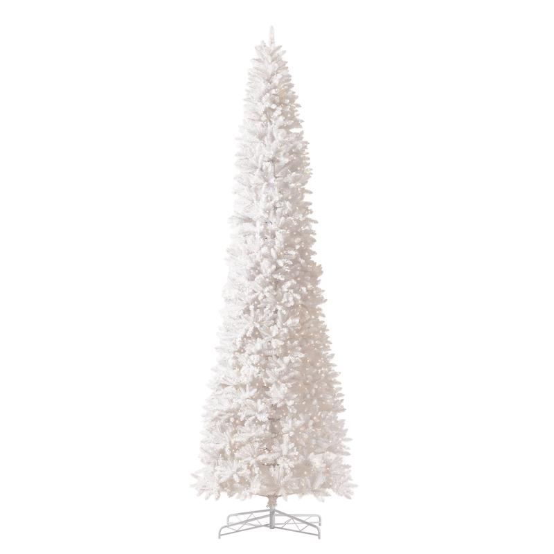 13 Slim White Artificial Christmas Tree with 1350 Warm White LED Lights and 3924 Bendable Branches