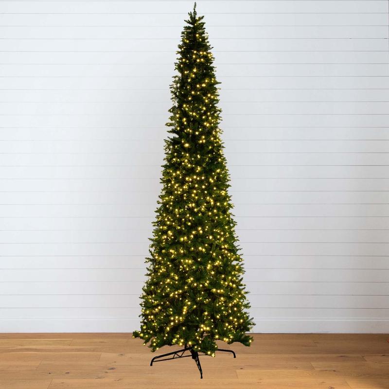 14 Artificial Slim Green Mountain Pine Christmas Tree with 1600 Warm White LED Lights