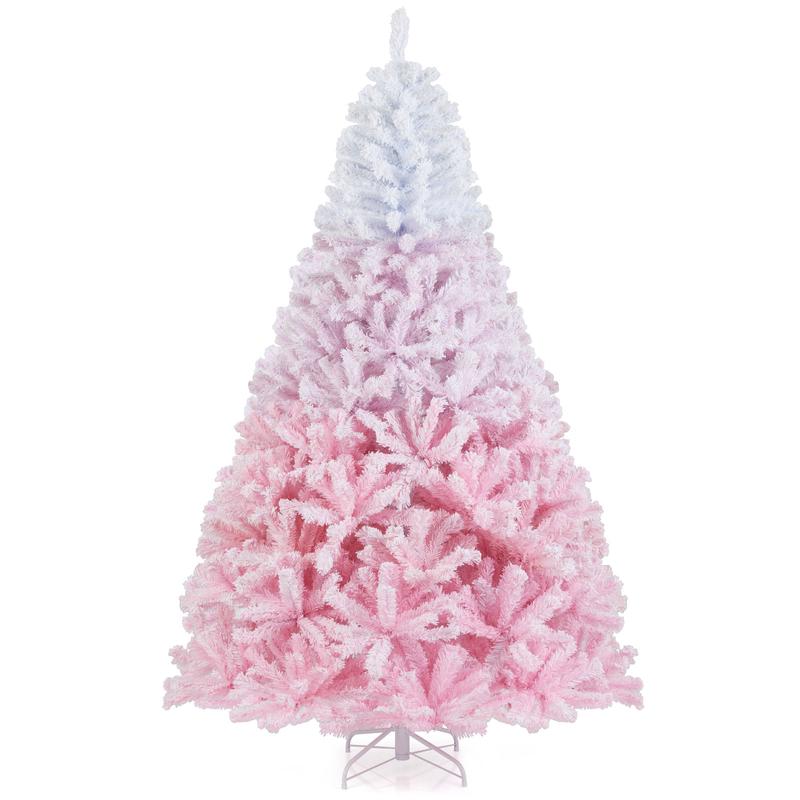 2025 New Artificial Christmas Tree with Folding Metal Stand and 456 Branch Tips-7FT, Pink - Pink