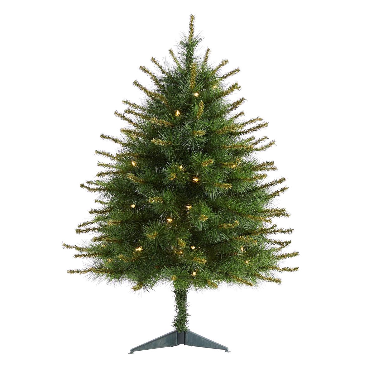 3 New England Pine Artificial Christmas Tree with 50 Clear Lights and 117 Bendable Branches