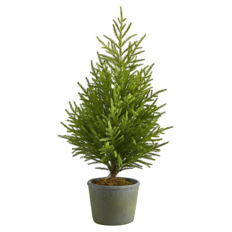 3 Norfolk Island Pine Natural Look Artificial Christmas Tree in Decorative Planter