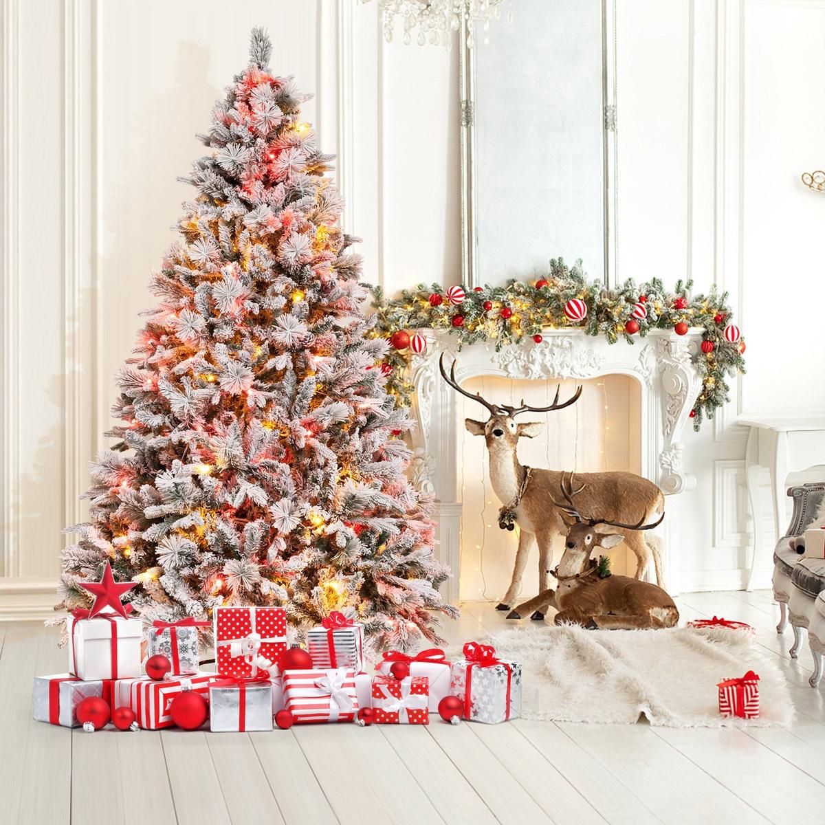 4.5/6/7  LED  - 7  4.5/6/7 Feet Artificial Xmas Tree with Pine Needles and LED Lights-7 ft