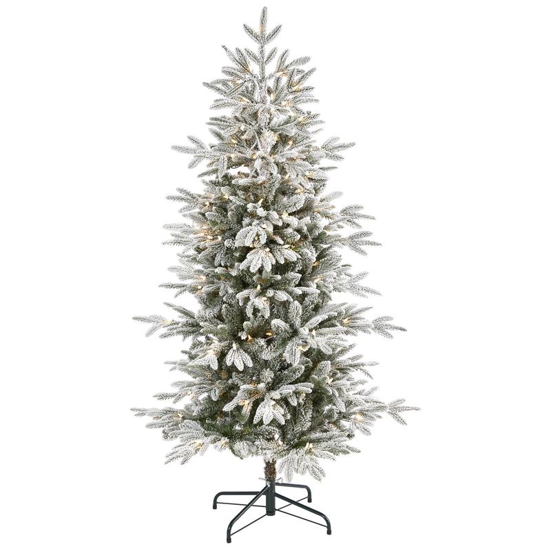 5.5 Flocked Manchester Spruce Artificial Christmas Tree with 200 Lights and 560 Bendable Branches