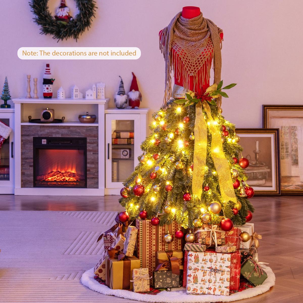 5  5 FT Pre-lit Mannequin Artificial Christmas Tree Dress Form Xmas Tree