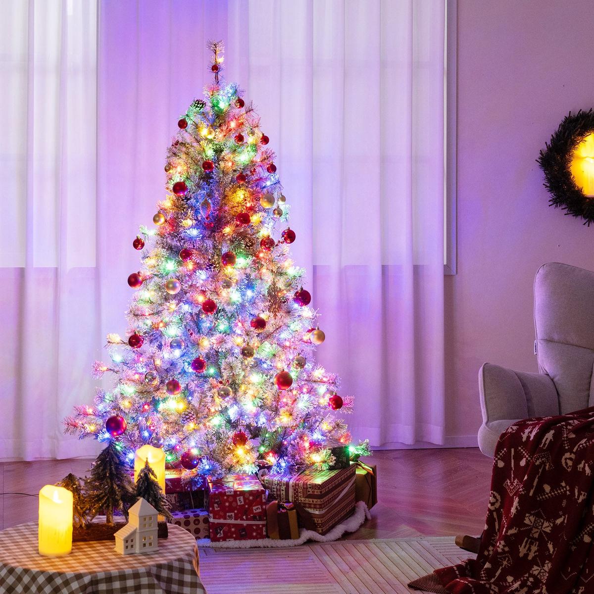 6/7.5/9  360  - 6  6/7.5/9 FT Artificial Christmas Tree Pre-Lit Hinged Holiday Tree with 360 Quick Power Connector-6 ft