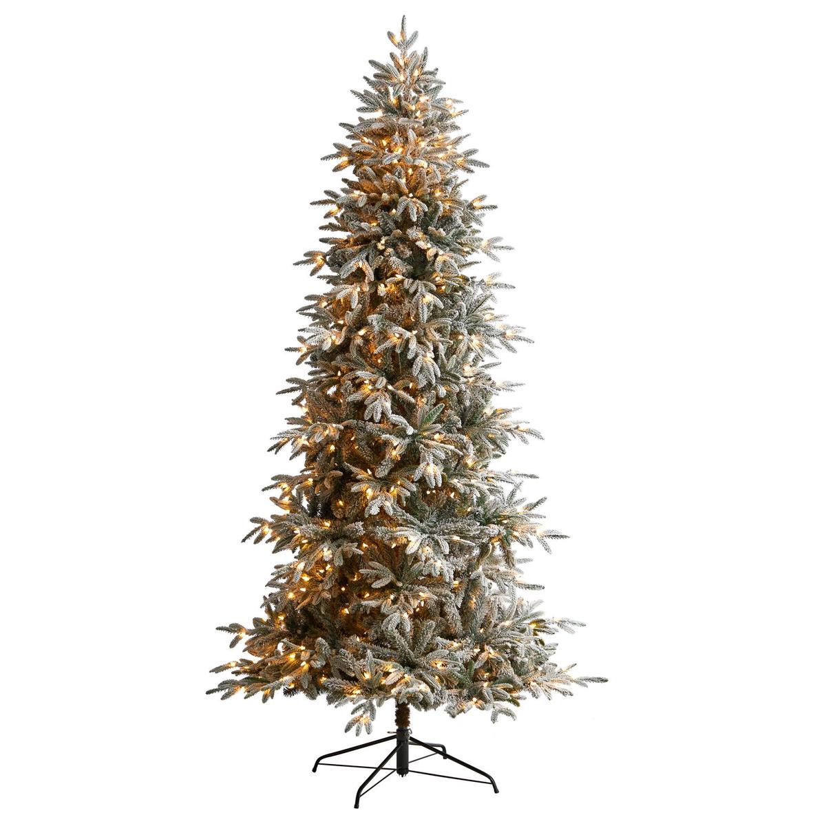 8.5 Flocked Manchester Spruce Artificial Christmas Tree with 550 Lights and 1317 Bendable Branches