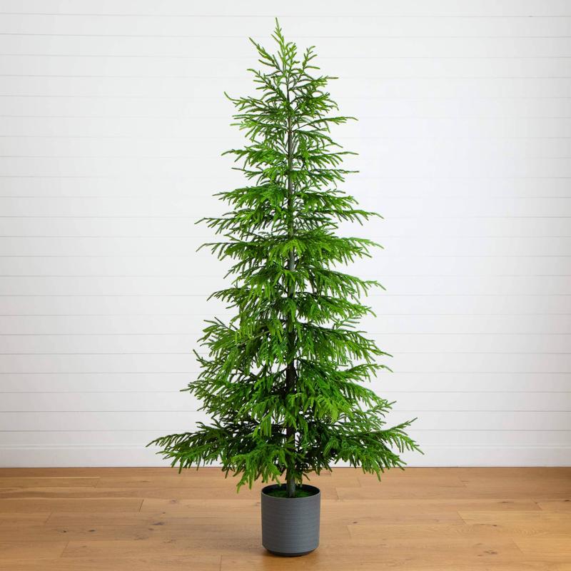 8' Artificial Real Touch Norfolk Island Pine Christmas Tree with Natural Look
