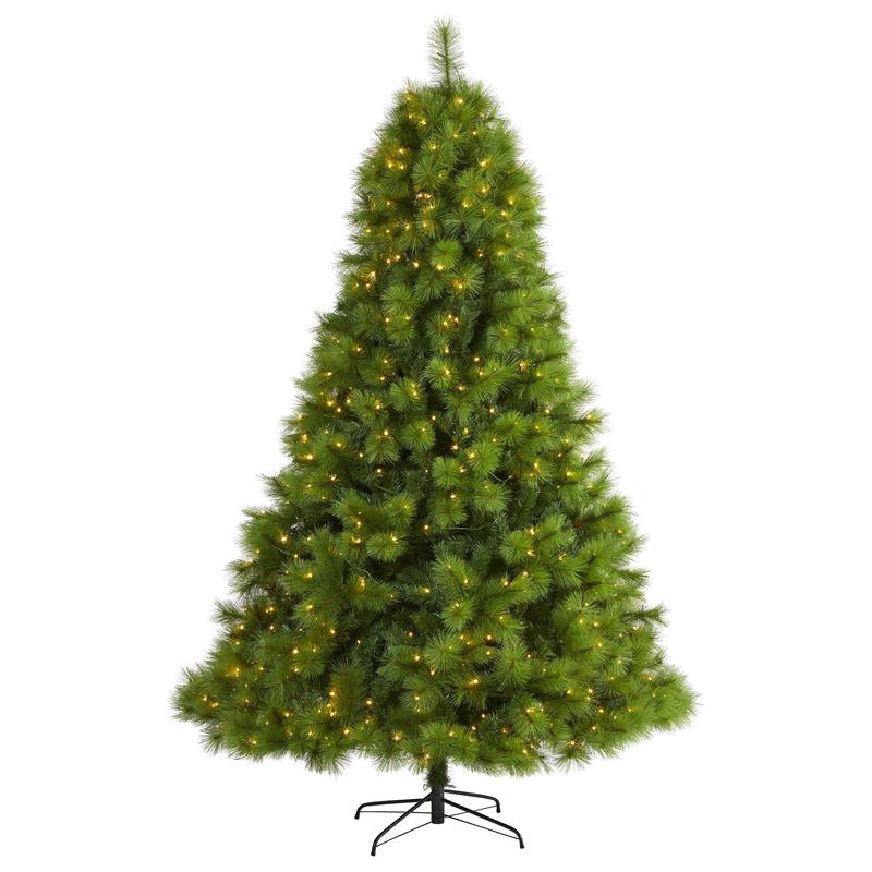 8 Green Scotch Pine Artificial Christmas Tree with 600 Clear LED Lights