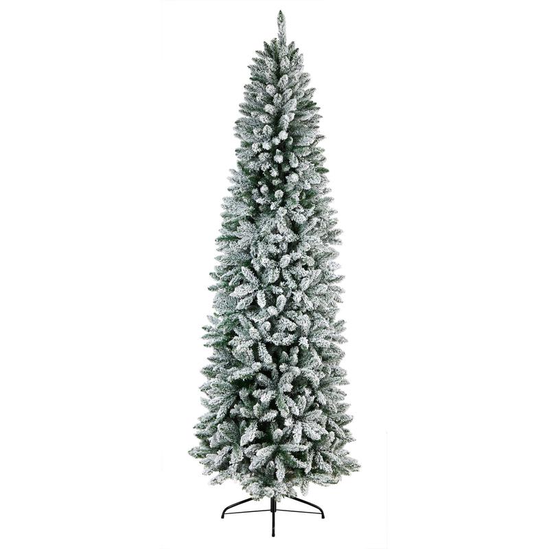 9 Slim Flocked Montreal Fir Artificial Christmas Tree with 1860 Bendable Branches