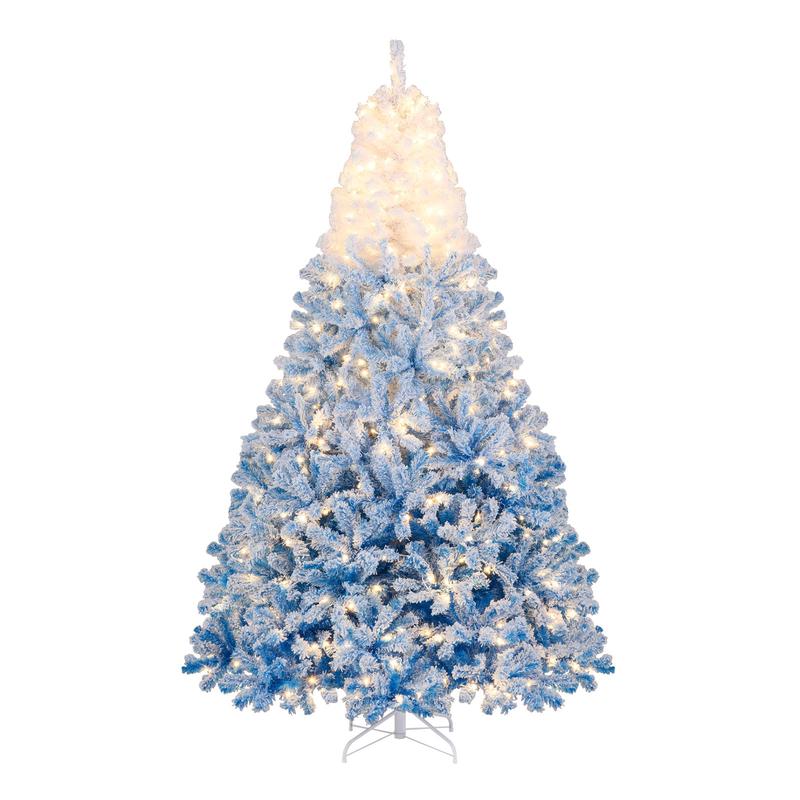 Artificial Christmas Tree, 8 Feet, With Warm White LED Lights, 8 Modes, Blue - Blue