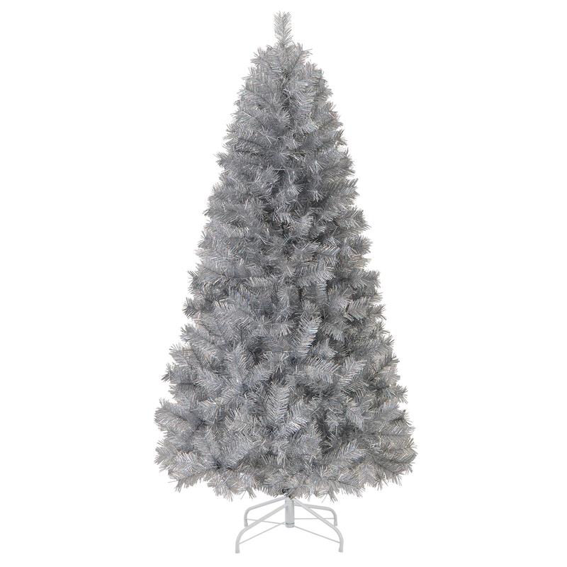 Artificial Christmas Tree With LED Lights, 6FT, Silver