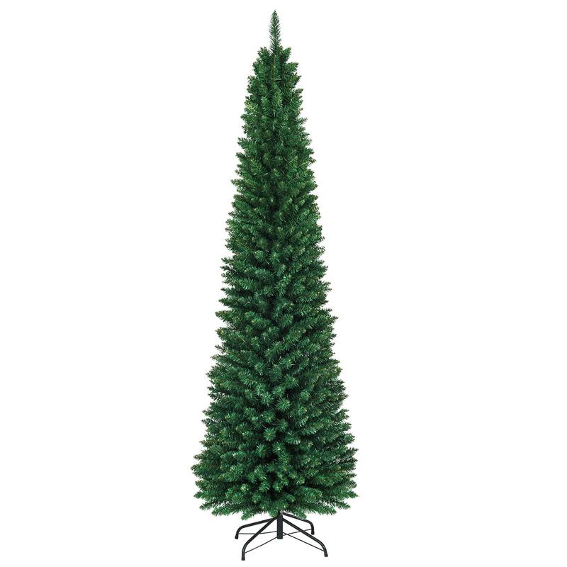 PVC Artificial Slim Pencil Christmas Tree, 8 Feet, Green