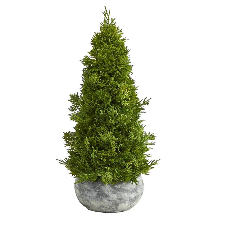 18 Cypress Cone Artificial Christmas Tree in Decorative Planter