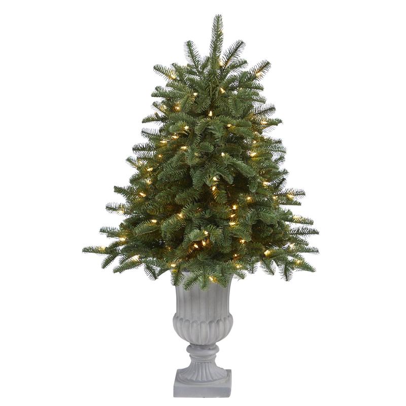 3.5 South Carolina Spruce Artificial Christmas Tree with 100 White Warm Light and 458 Bendable Branches in Decorative Urn