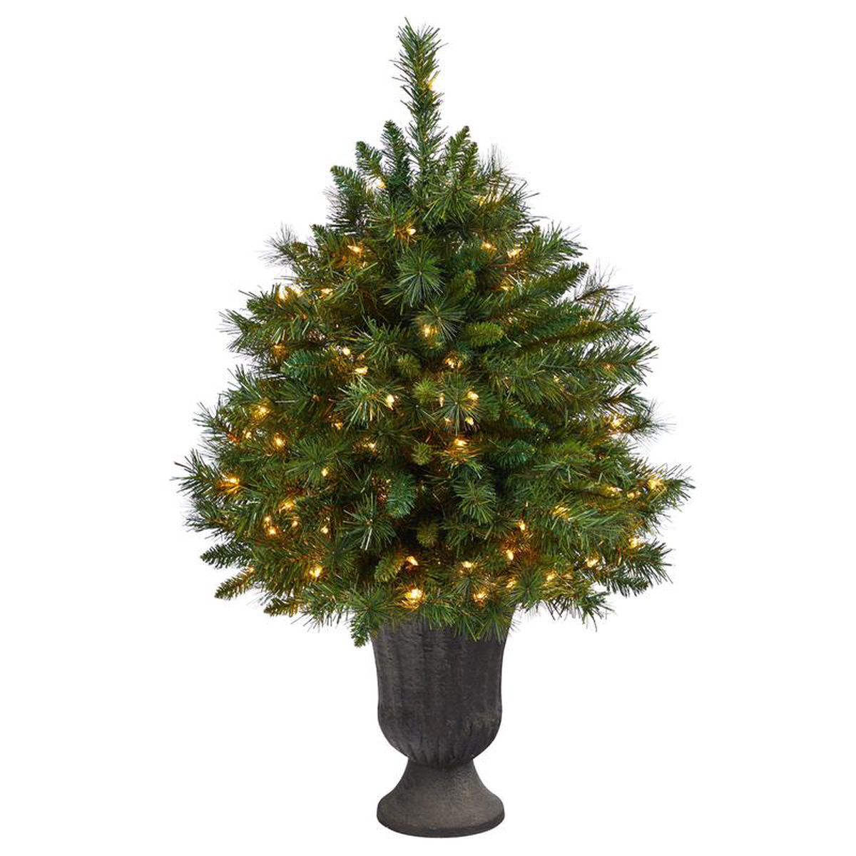 35 Wyoming Mixed Pine Artificial Christmas Tree with 150 Clear Lights and 270 Bendable Branches in Charcoal Urn