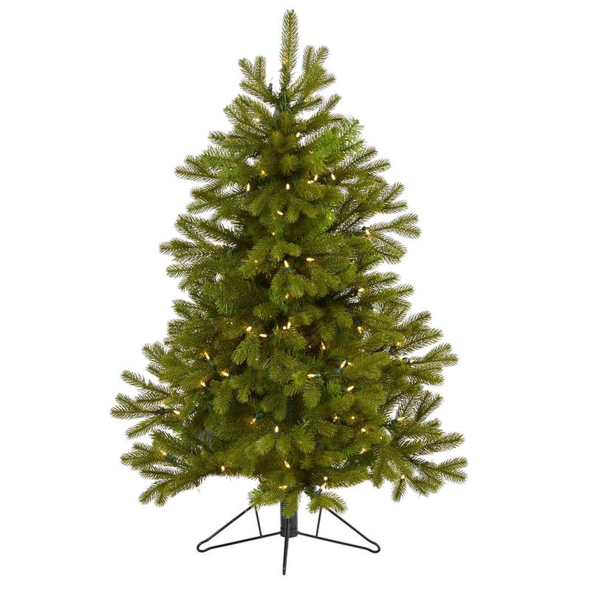 48217 Cambridge Spruce Flat Back Artificial Christmas Tree with 100 Warm White (Multifunction) LED Lights and 221 Bendable Branches