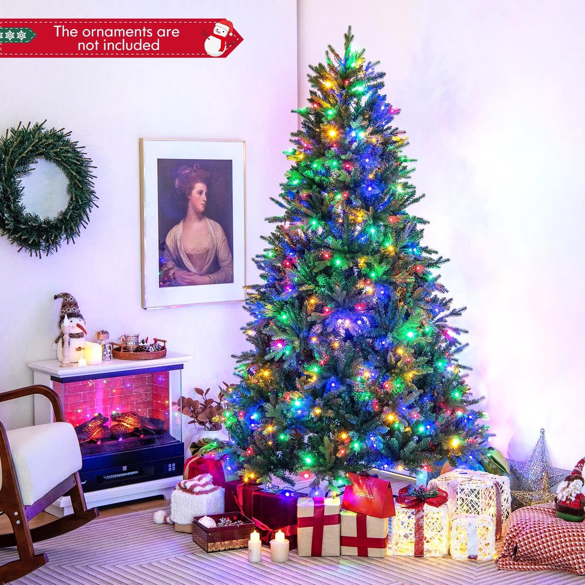 5/6/7  LED  - 7  5/6/7 Feet Pre-lit Artificial Christmas Tree with Branch Tips and LED Lights-7 ft